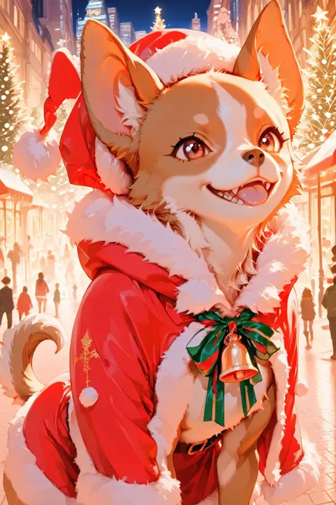 masterpiece,  finished, very detailed, [[[[Illustration]]]], anime style, High Resolution, cute chihuahuas     、Chihuahua close-...