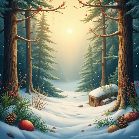 show options for backgrounds of festive New Year cards forest