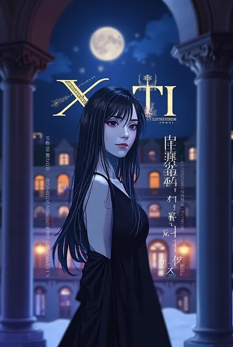 anime-style illustration, estética de Elegant Fantasy y oscura, night scene.
Una joven mujer elegante con un aura mysterious se...