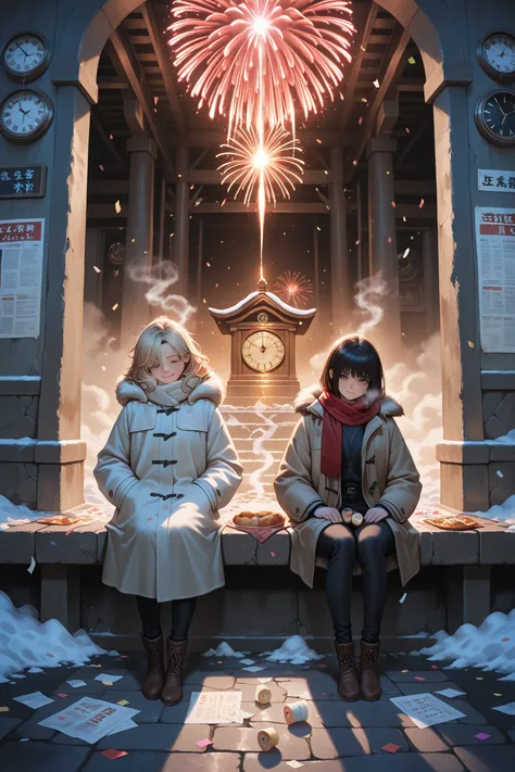 masterpiece, best quality, ultra high resolution, highly detailed realistic illustration,
two Japanese young women after New Y...