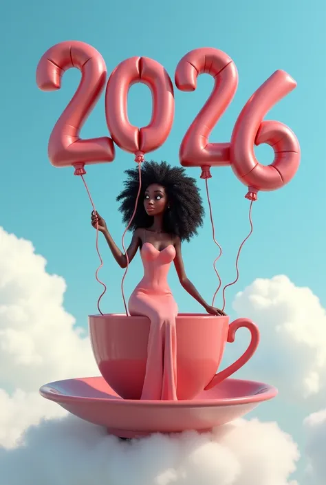 3d pixar style image of an exceptionally beautiful Nigerian adult woman with dark skin, with long voluminous natural wavy hair, ...