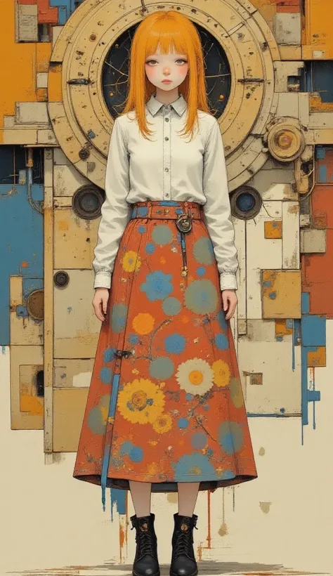 Plan General , Anatomically correct full body , A whimsical steampunk girl with ADHD , intricate gears and mechanisms , coppe...