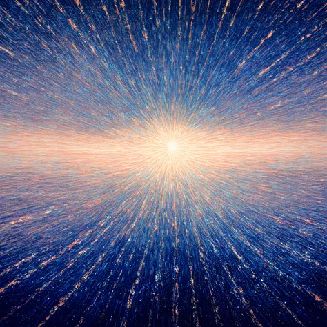 A surreal visualization of humming sounds: visible sound waves radiating from vibrating power lines, transparent ripples in the ...