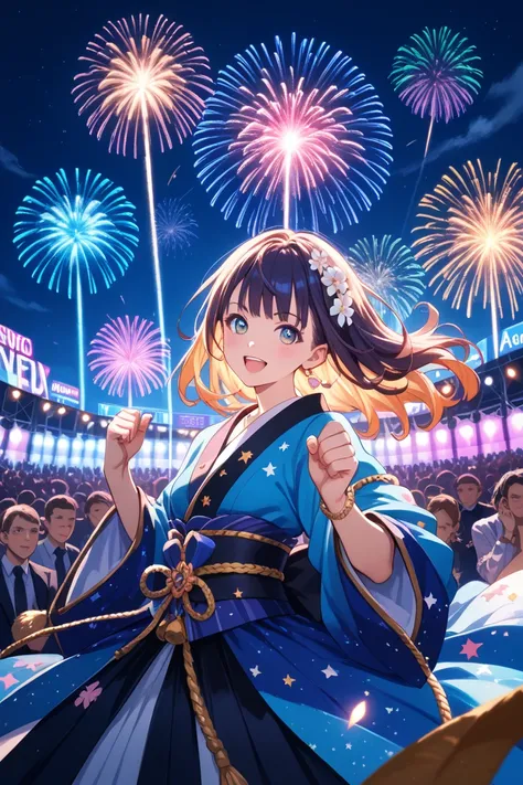 04.新年ステージイベント
A cute girl on a New Year event stage.
Anime-style face with energetic smile, realistic body and costume.
She wear...