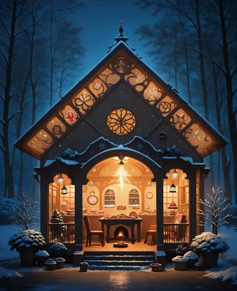 Fractal art, round cookie tin , Gingerbread house, candies and cookies in a cookie tin, Gingerbread House, Gingerbread House wit...