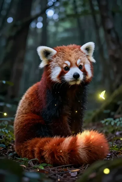 Starlit Snuggler
Elements: Red Panda x Firefly
Concept: A red panda with fur that glows like fireflies, its tail curling into a ...