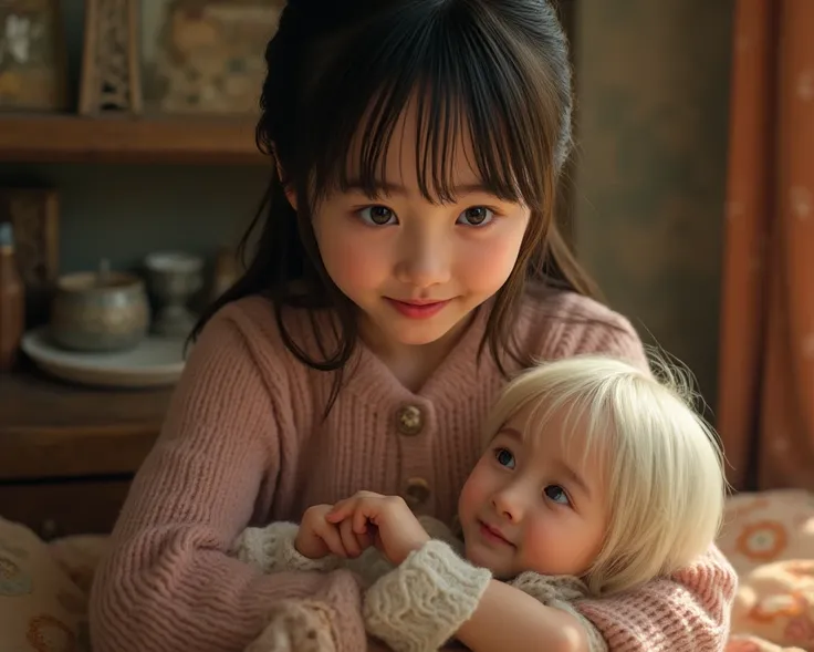 １２A girl with an old child