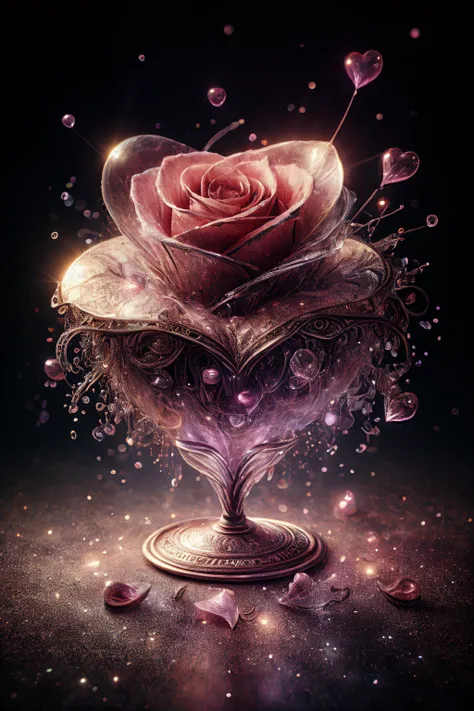 Macro Photography,a rose,shining starlight,Simple background,Dark background,Extreme Detail,UHD,8K,Studio Lighting,Professional ...