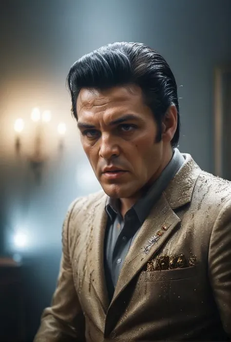 (Elvis Presley as US President from another dimension inside white house)(dodge and burn, corner edge darken vignette)(exposure ...