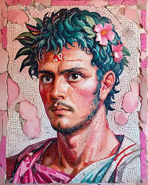 collage art by Chris Uminga, vibrant art, Male Emergency medical technician, Dreamlike, his hair is Pink, Vietnamese background,...