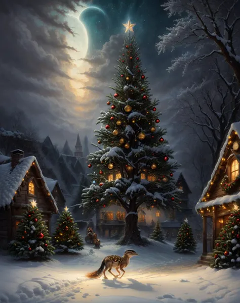 ethereal fantasy concept art of breathtaking  <lora:quiron_Chritsmas_v1_lora:0.87> ChristmasQuiron style, Christmas, Christmas t...