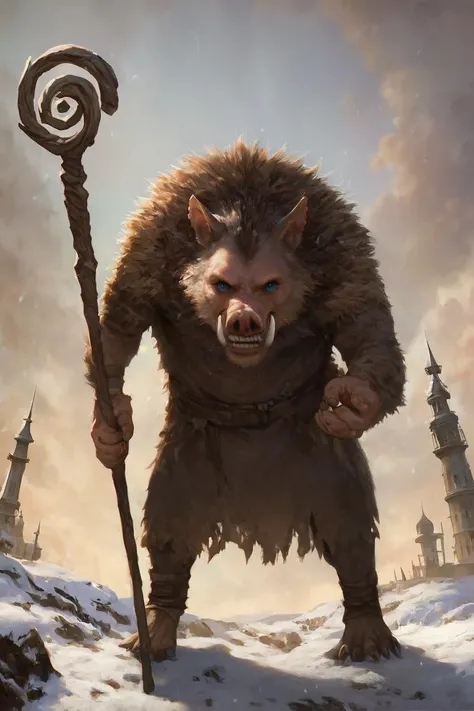 score_9, score_8_up, source_anime, rating_safe, Fantasy, Wereboar, fur, tusks, animal ears, teeth, <lora:RPGWereboarXL:1>, 1girl...