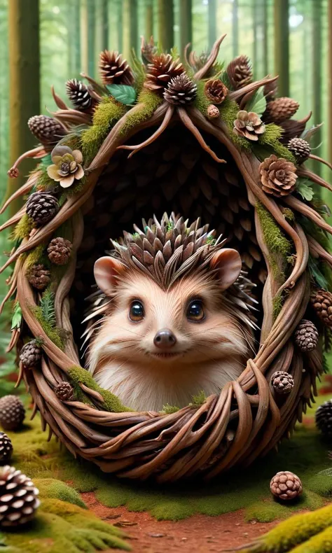 hedgehog in the forest, made of pinecone, ral-smlvltnpls, ral-mytfrst <lora:ral-smlvltnpls-sdxl:1> <lora:ral-mytfrst-sdxl:1> <lo...