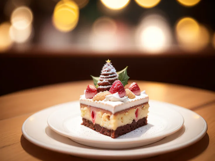 Christmas Desserts、No humans、depth of fields、(blurry backround))、 ​masterpiece、top-quality、The ultra-detailliert