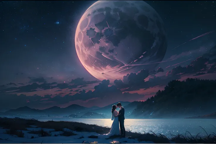 "RAW photo, best,masterpiece, best quality, high quality, extremely detailed,a fantastic photograph of a couple embracing in the...