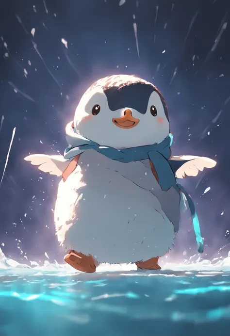 photoRealstic、Drawing of a cute ((chonky penguin 🐧)) going for adventure, cute look, a ((small bag pack)) in the back of penguin...