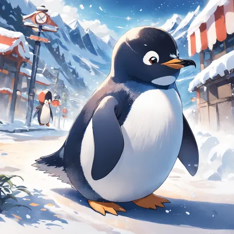 "Generate cute penguin images in super high quality anime style。Subject to the following conditions:、Can you please create an an...