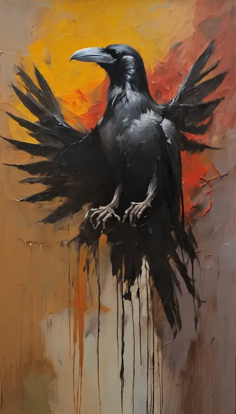 Masterpiece, Best Quality, filmstill, 1girl, monstergirl, Crow Woman, full - body, Portrait, Detailed (eyes), Long (Hair), the p...