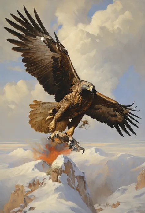 Amidst the vast expanse of sky, a scene unfolds that encapsulates natures relentless cycle of survival. An eagle, a master of th...