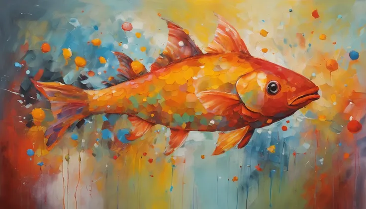Masterpiece, High quality, Goldfish are always in the clouds, Goldfish float around a lot of cute stars, Anthropomorphic goldfis...