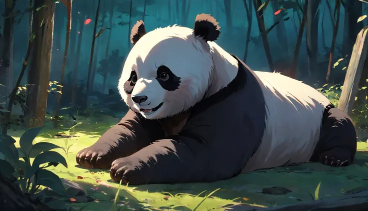 an old panda lying in a enclosure, she died.