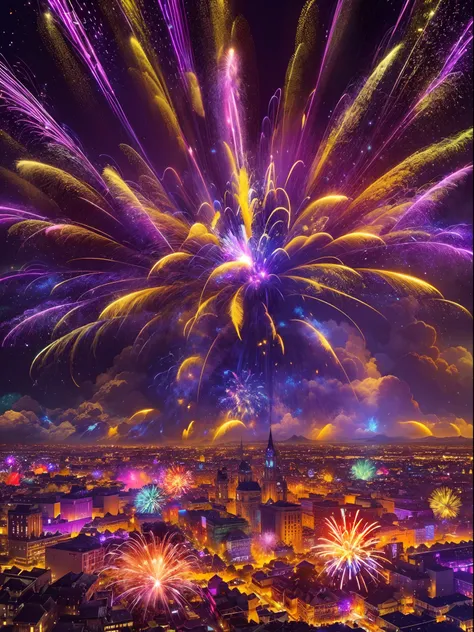 (bright and sparkling:1.1), magnificent explosion, (spectacular and mesmerizing:1.2), illuminating the darkness, (brilliant and ...