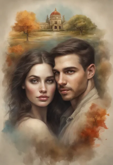 casal de namorados, diante de um horisonte lindo, com o sol se pondo, in connection with the divine, foto retrato, Directed by: ...
