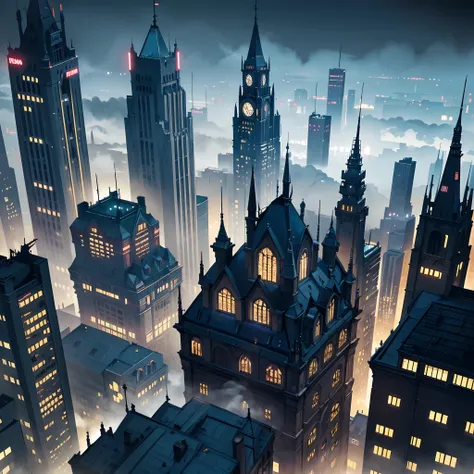 Batman City Gotham City with Batman Moon Various Bats City at Night with Smoke Gotham City Scenery Background Scenery with floor...