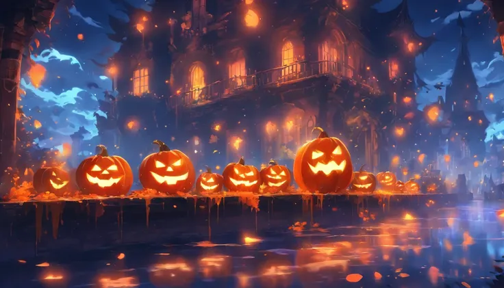 Halloween Floating Lights, Light and reflection in the film, glowing lights, Intermediate elements of the metaverse，Digital Pain...