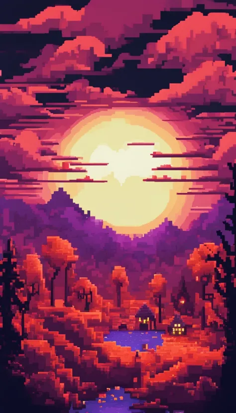Pixel art spooky night landscape, 3d pixel art 4k wallpaper, incredible pixel art details, pixel art, detailed unreal engine pix...