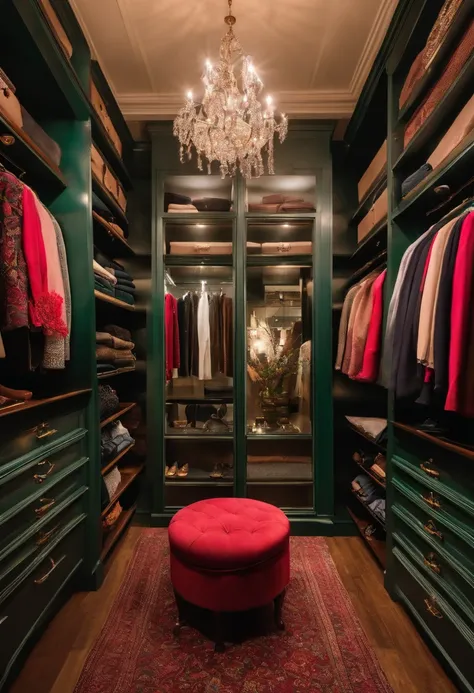 Large walk-in closet,Lots of clothes，Thrift,luxurious clothes,
