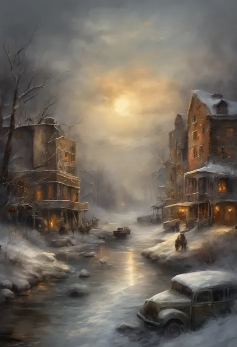 end of the world, epic realistic, (hdr:1.4), (muted colors:1.4), apocalypse, freezing, abandoned, neutral colors, night, screen ...