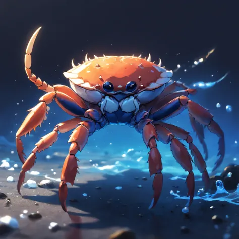 Hairy crab logo，Black and white background，The black and blue photo was taken by Flickl
