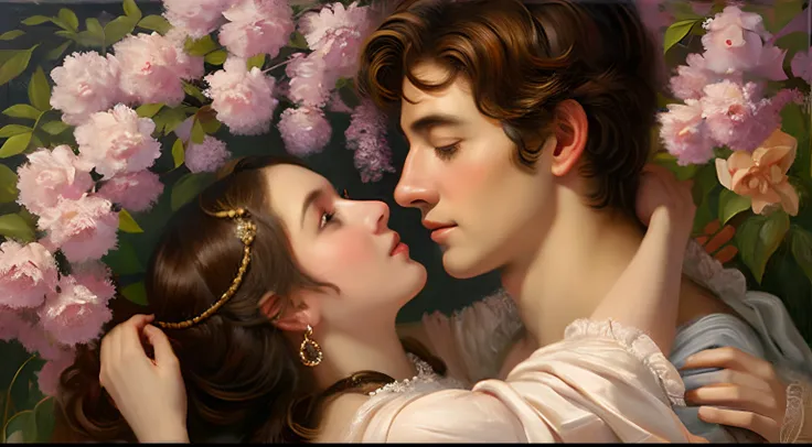 an oil painting、Oil painting、lovemaking、both sexes、Beautuful Women、renaissance、rokoko、𝓡𝓸𝓶𝓪𝓷𝓽𝓲𝓬、barroco、Angels are flying