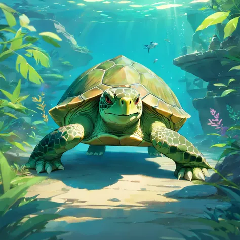 There is a turtle that is sitting on the ground in a tank, tartaruga envelhecida, tartaruga, meia tartaruga, A tartaruga simulad...