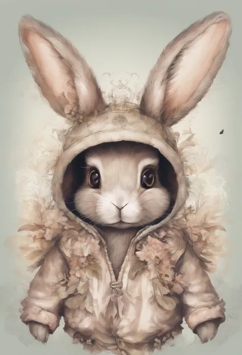 What made the eyes shine, Rabbit with furry ears and a tracksuit running