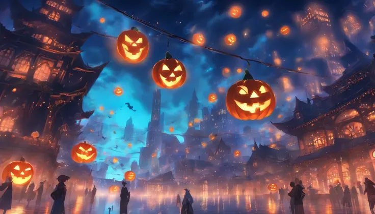 Halloween floating lights, Light and reflections in movies, Glowing lights, An intermediate element of the metaverse，Digital pai...