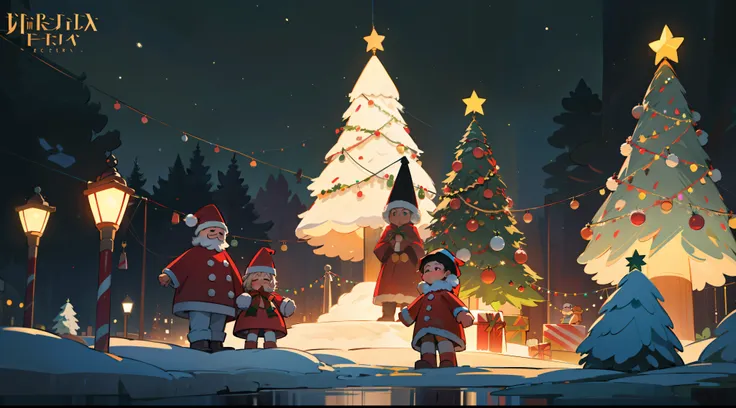 best qualtiy，16k，8K，True exposure，Ray traching，Excellent image quality，Christmas poster，Childlike，Christmas atmosphere，A real Ch...