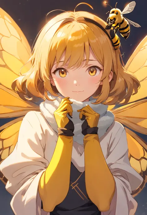 ((foto crua)), ((obra-prima)), Anthropomorphic humanoid honey bee wearing formal clothes, neck warmer, four arms