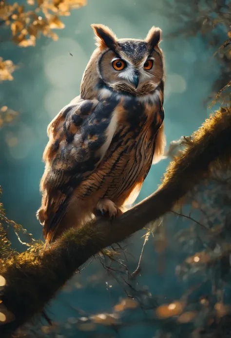 The owl caught a mouse，Fly over the water，inverted image，Sharp focus，Bokeh，depth of fields，Works of masters，super-fine，Hyper-rea...