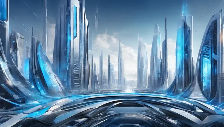 Bright blue clean silver and blue city