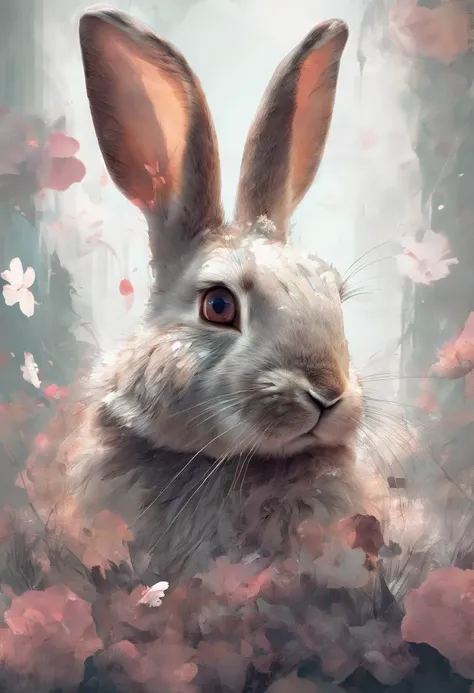 Rabbit in the style of fractart、​masterpiece、top-quality、hightquality、hight resolution、16 K、raw、超A high resolution、The ultra-det...