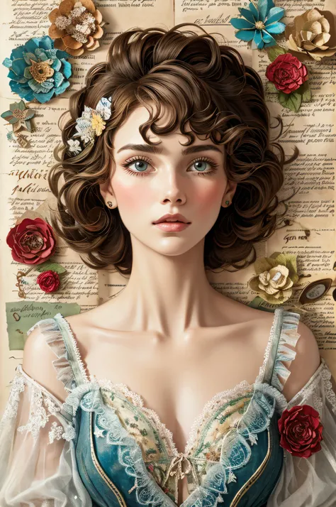 Super detailed alcohol ink painting of gorgeous girl, Made on top of a mixed-media masterpiece patchwork of stress-free vintage ...