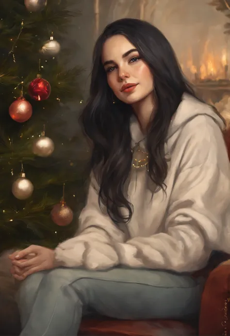 真实感, a painting, Fantastic tale, Christmas style, John Tolkien style, Small painting by Jean-Baptiste Monge ,  in the art style ...