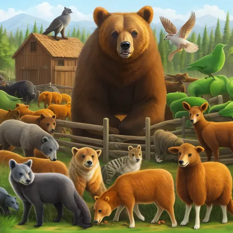 there is a bear standing in a fenced in area with Animals, Animals ruling the world, Wildlife illustration, Animals wildlife, pe...