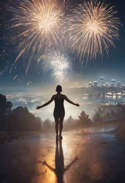 new year&#39;New Year&#39;s Eve 2024，sporty attire，multiple exposure