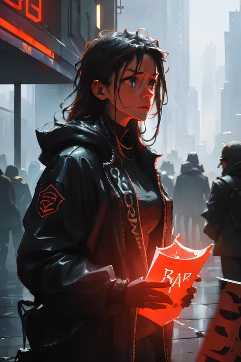 (dystopian future,futuristic face city in decay,people everywhere,merchants,cyborgs of the underworld,buying and selling commerc...