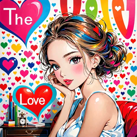 Ultra-realistic ビカソ style, Simple lines acronym abstract art，(((The most beautiful woman of all time))), (((Lips in love))), Col...