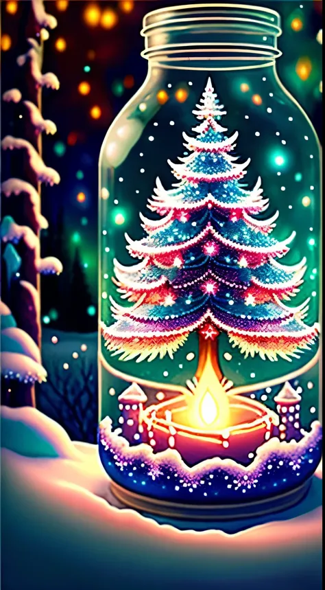 Fantastical,Fantasia,Christmas,top-quality,professional lighting,The whole universe is in a glass jar,Ultra-realistic,Ultra-deta...