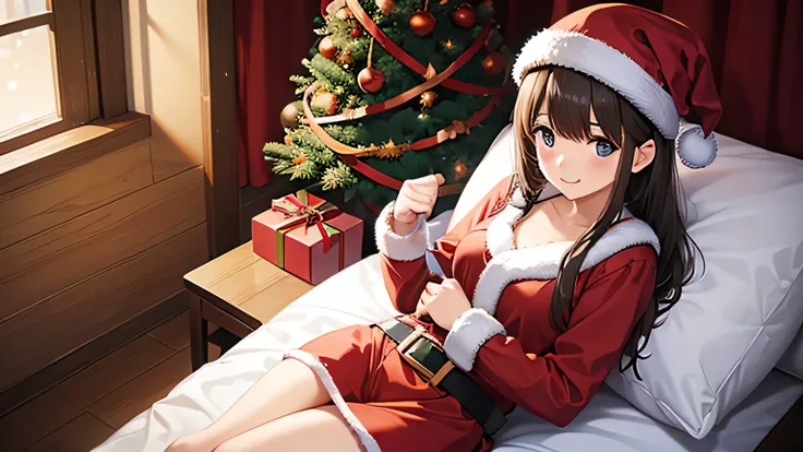 Alone Christmas、 Santa Claus costume、Ride a reindeer、 girl、One person